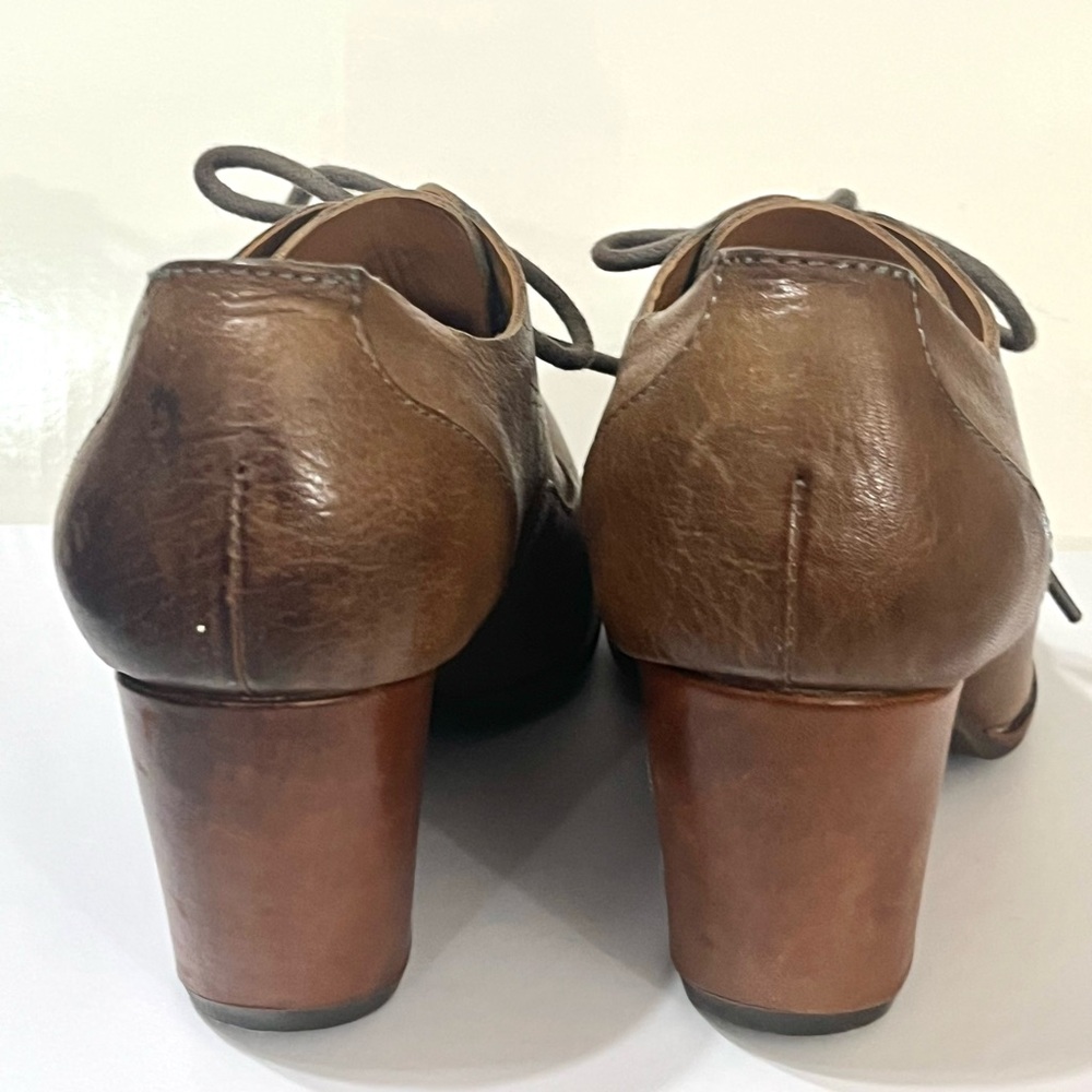 Kork-Ease Chianne Brown Leather Lace-up Oxford Wedge Booties size 6.5 - Picture 4 of 9